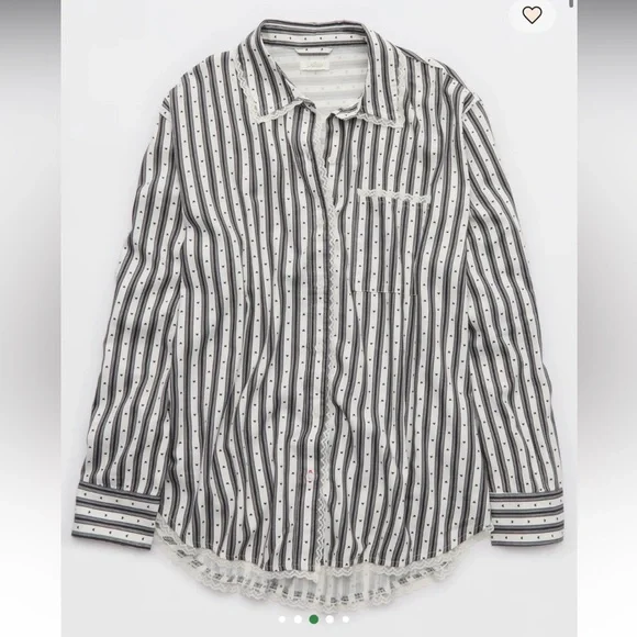 Aerie Street Flannel Trouser PJ top size M - Picture 3 of 4